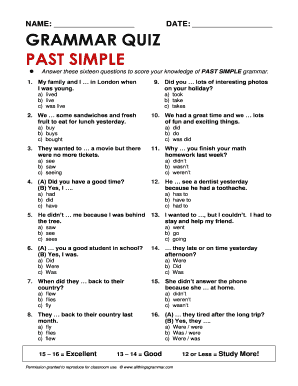 grammar quiz past simple