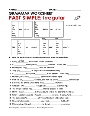 grammar worksheet past simple ответы