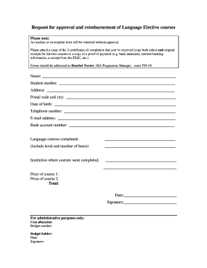 Fillable Online sin fbk eur Request for approval and reimbursement of