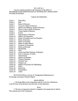 Bylaw examples - TMTA-Waterloo-Region-Bylaws - Amended March 3 2016 - 2doc - tmta