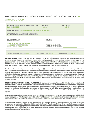 Stop payment of cheque letter - Payment dependent community impact note for loan to: the ... - Semble