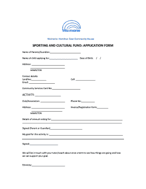 SPORTING AND CULTURAL FUND APPLICATION FORM - waimarieham wainet