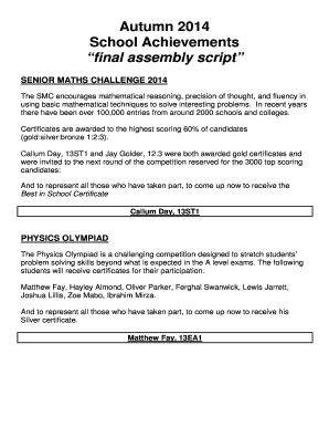 Fillable Online School Achievements Fax Email Print - pdfFiller