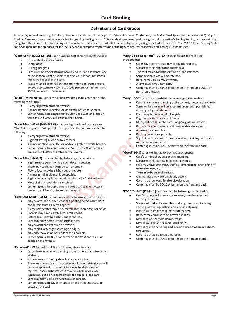 Fillable Online 5 Steps To Grading Baseball Cards For Profit Through