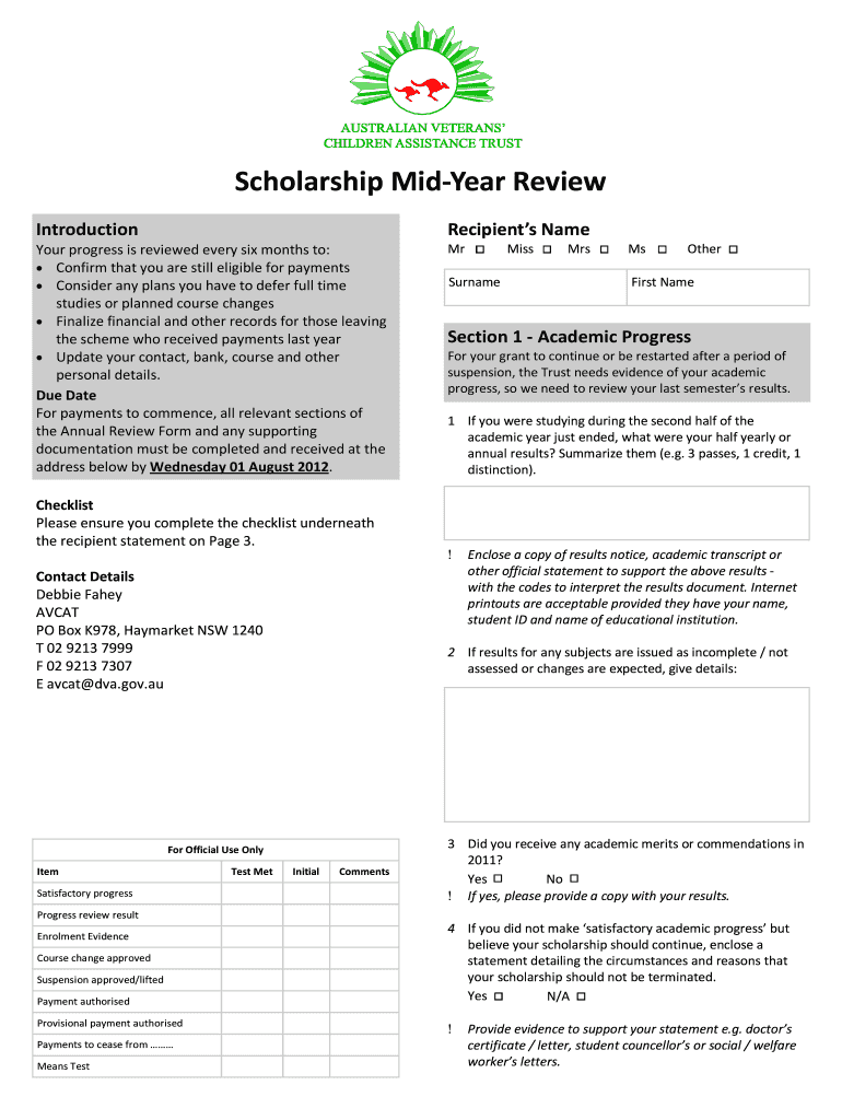 Fillable Online Avcat Org Mid year Review Form Mid year Review Form