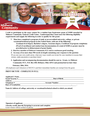 Student Loan Forgiveness Program Grant Application - midwestcommunity