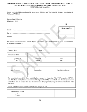 Printable simple sales agreement template - poram contract