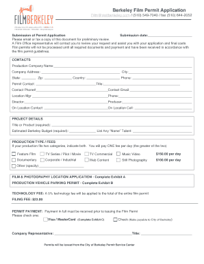 Berkeley Film Permit Application
