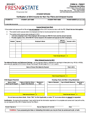 2016-2017 Verification of b2015b Income for Non-Tax Filers and bb - fresnostate