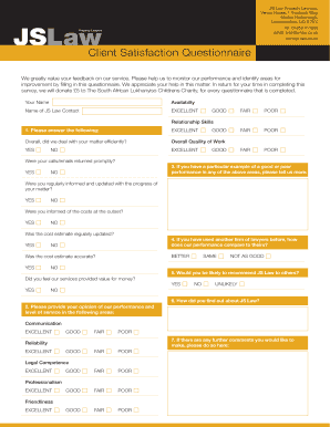 Client Satisfaction Questionnaire - bJSb bLawb