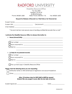 Third party release form - Student bReleaseb of Information Form PDF - radford