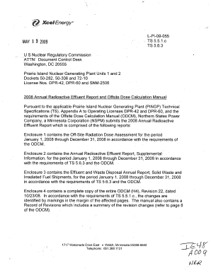 Prairie Island Units 1 and 2 - 2008 Annual Radioactive Effluent Report and Offsite Dose Calculation Manual - nrc
