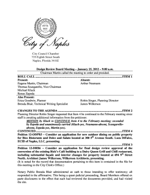 ITEM 1 Present: Absent: Eugene Martin, Chairman Arthur Neumann Thomas Scangarello, Vice Chairman Michael Kluck Renee Zepeda Also Present: Erica Goodwin, Planner Robin Singer, Planning