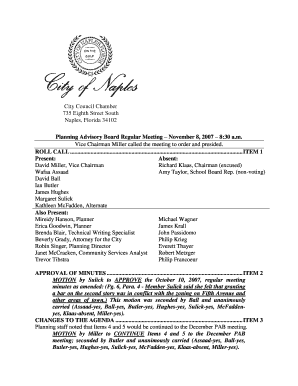 Minutes of meeting format - ITEM 1 Present: Absent: David Miller, Vice Chairman Richard Klaas, Chairman (excused) Wafaa Assaad Amy Taylor, School Board Rep