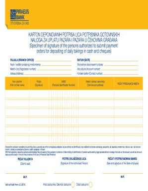 Fillable Online KARTON DEPONOVANIH POTPISA LICA POTPISNIKA GOTOVINSKIH ...