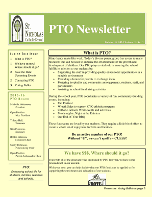 PTO Newsletter - St Nicholas Catholic School - stnicholascs