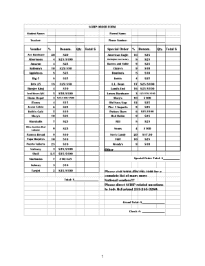 Scrip order formnumbers - St Nicholas Catholic School - stnicholascs