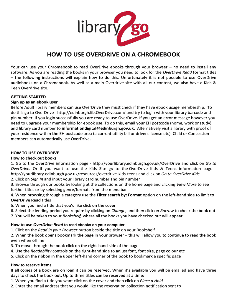 Fillable Online yourlibrary edinburgh gov Printable instructions How to use Overdrive on a