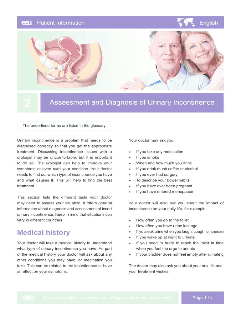 Fillable Online Assessment and Diagnosis of Urinary Incontinence Fax
