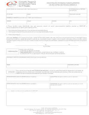 CREF4/SP Business Registration Cancellation Request