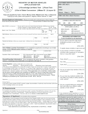 Class D M or DM License and ID Card Application - Registry of bb