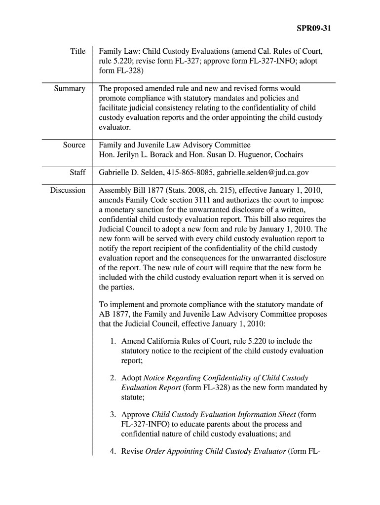 Fillable Online courts ca Child Custody Evaluations California Courts