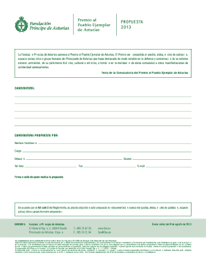 Premio al Pueblo Ejemplar de Asturias Nomination Form