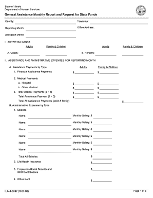 Monthly sales report pdf - General Assistance Monthly Report and bRequestb for State Funds - dhs state il