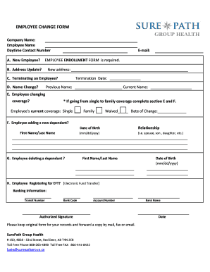 employee change form template