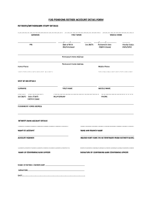 FUG PENSIONS RETIREE ACCOUNT DETAIL FORM