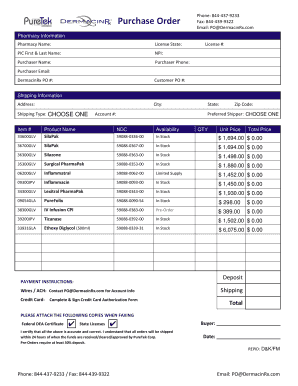 Purchase order format - medicine purchase order format