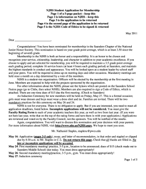 NJHS Student Application for Membership - saundersms schools pwcs