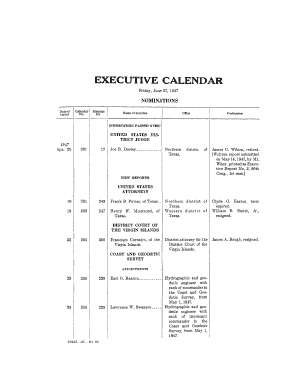 EXECUTIVE CALENDAR Friday, June 27, 1947 NOMINATIONS Date of report I Calendar No - senate