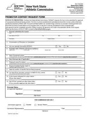 Fillable Online dos ny PROMOTER CONTEST REQUEST FORM - New York State ...