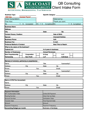 Client Intake Form Template from www.pdffiller.com