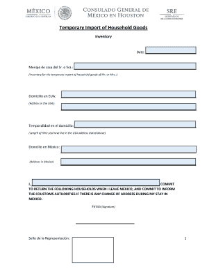 temporary import of household goods fill online printable fillable household goods inventory