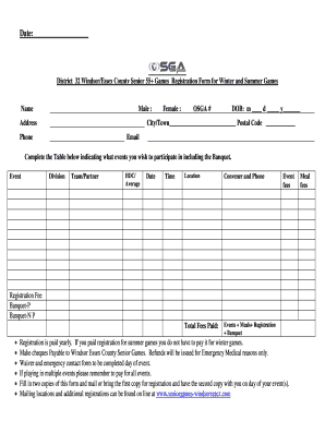 Universal Registration Form - Windsor-Essex County Senior Games