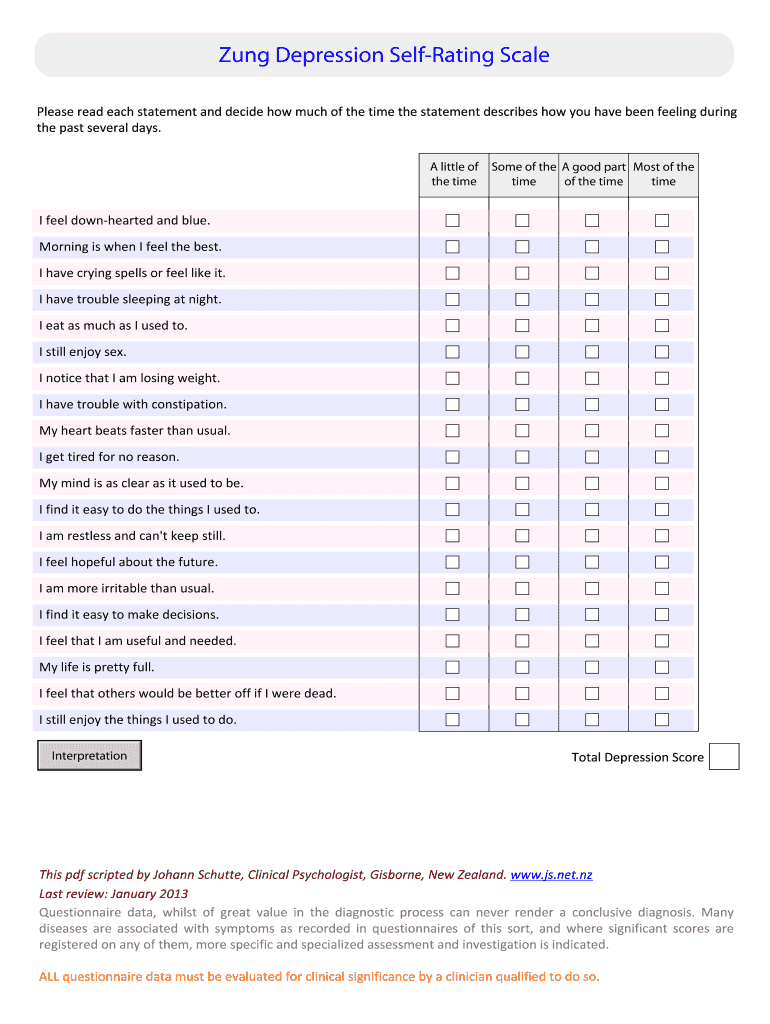 sds questionnaire Preview on Page 1