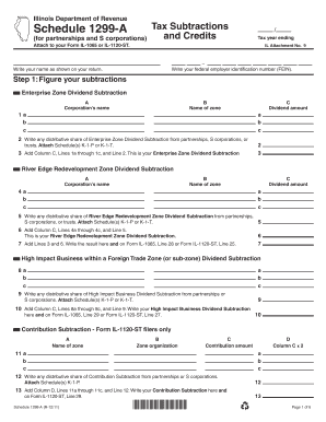 2011 Schedule 1299-A, Tax Subtractions and Credits