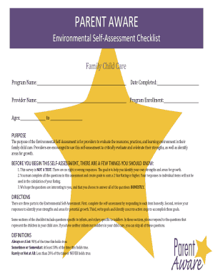 Parent Aware Environmental Self-Assessment Checklist