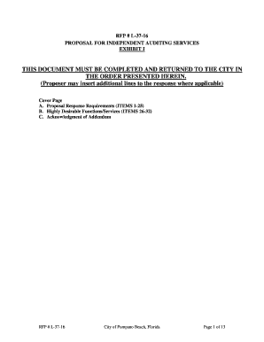 EXHIBIT B -PROPOSAL RESPONSE TEMPLATE - Pompano Beach