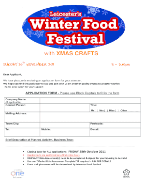 Winter Food Crafts Booking Form 2011doc - leicestermarket co