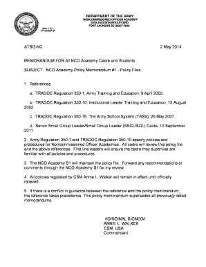 NCO Academy Policy Memorandum b1b - Policy Files - ssi army