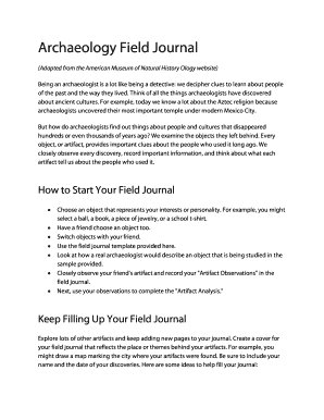 Fillable Online Archaeology Field Journal Fax Email Print - pdfFiller