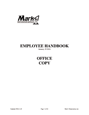 EMPLOYEE HANDBOOK - Mark 1 Restoration Services PA NJ