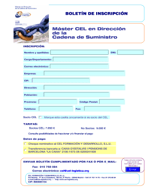 Master CEL Supply Chain Registration Form