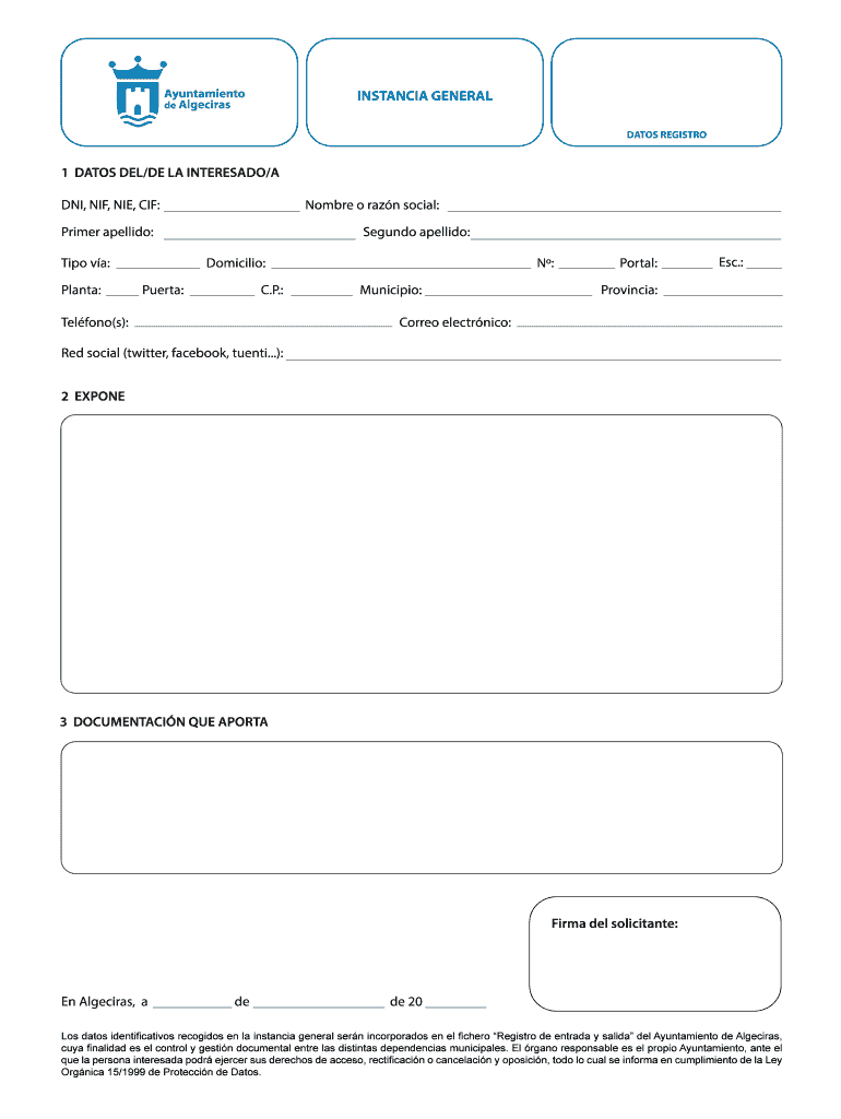 instancia al ayuntamiento Vista previa en la página 1