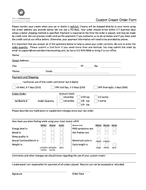 Fillable Online Custom Cream Order Form - NeuroEndocrine Consulting Fax ...