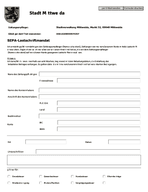 Ausfüllbar Online mittweida Einzugserm chtigung/SEPA-Mandat Mittweida