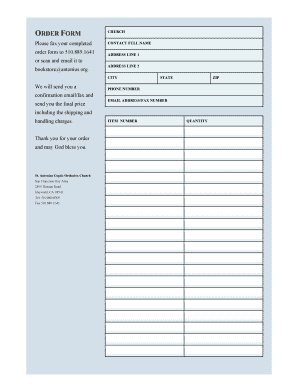 Kitchen prep list template - RDER FORM CHURCH - bAntoniusb - antonius